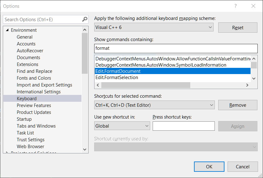 How to format code in Visual Studio 2019